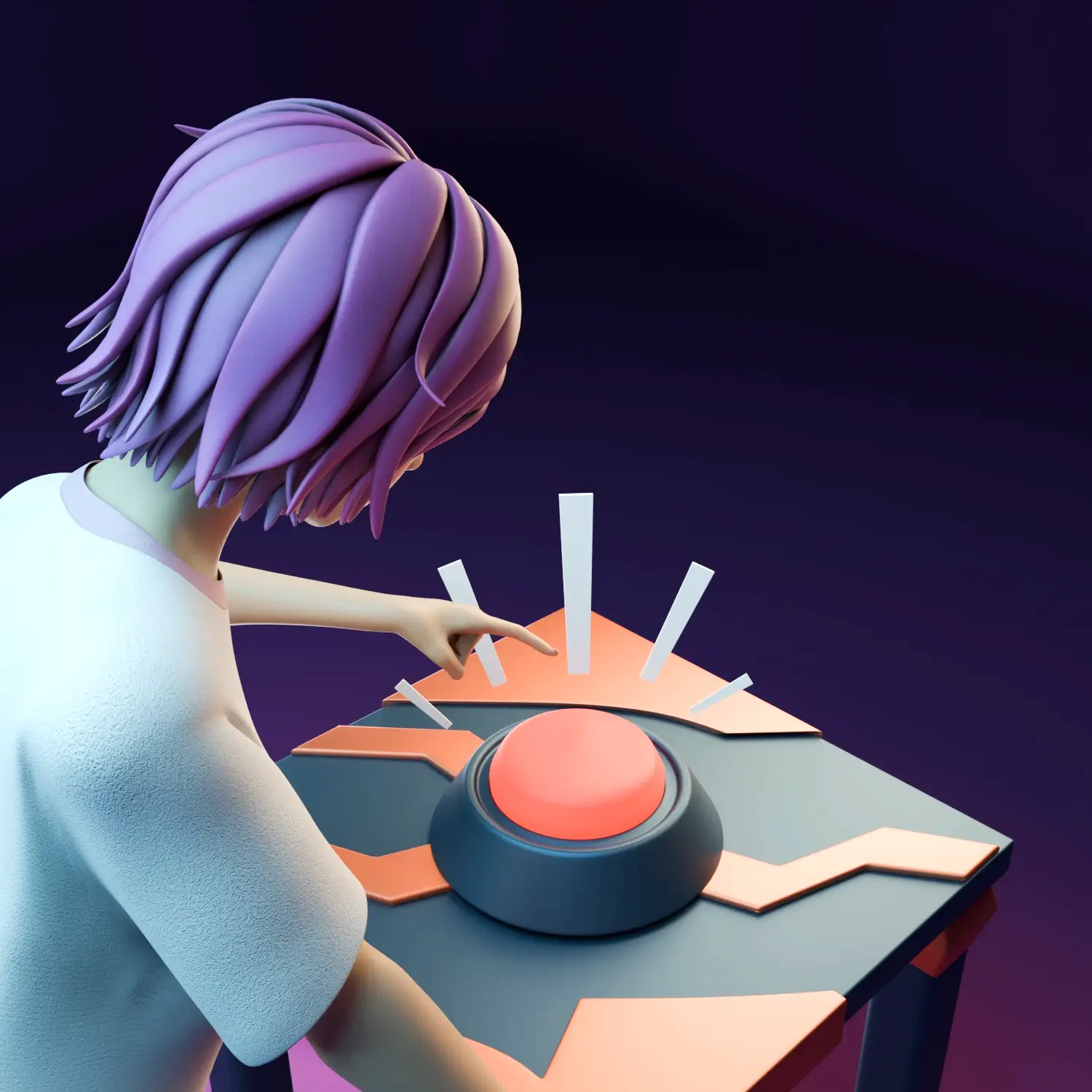 Маскот нажимает на кнопку