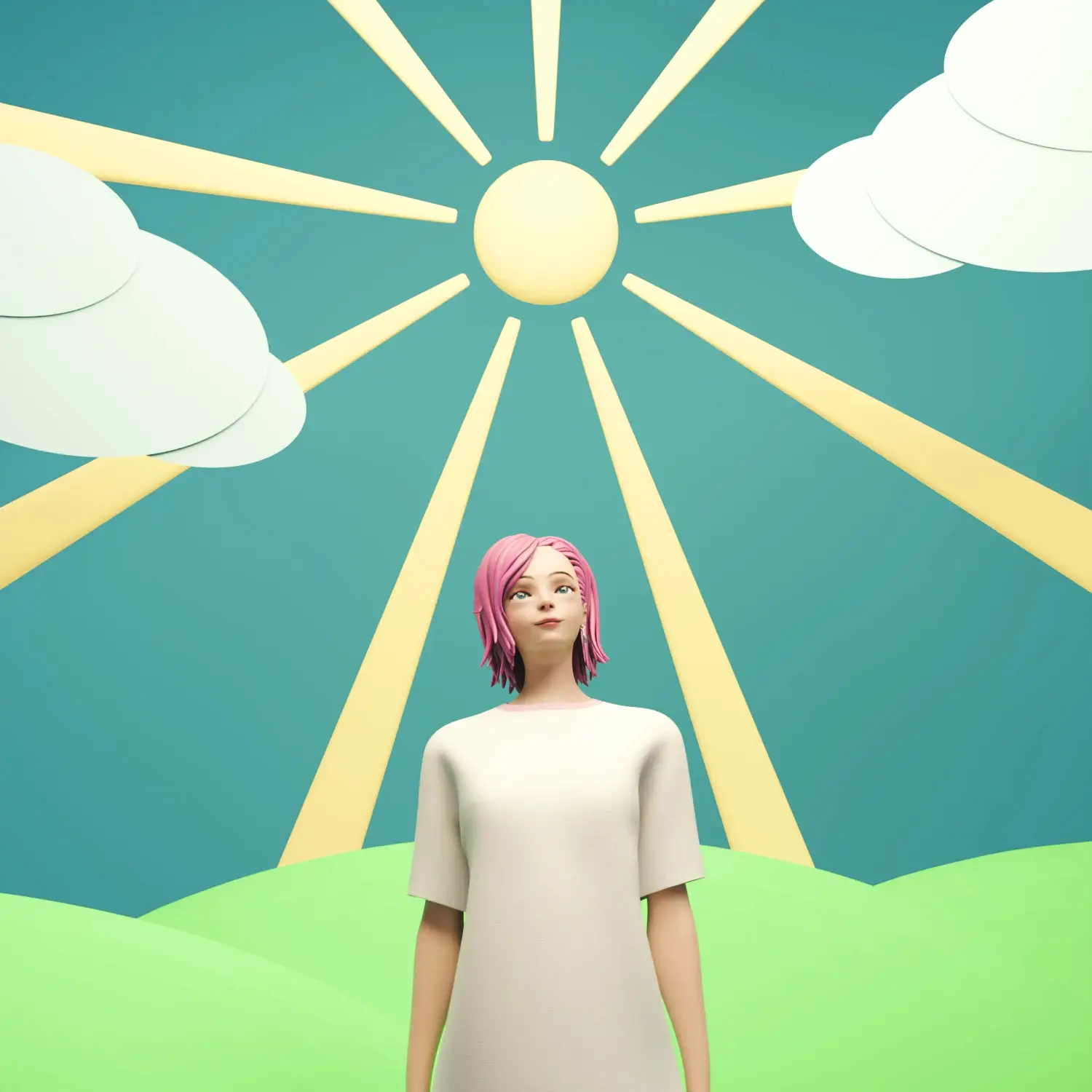 Маскот смотрит на солнце