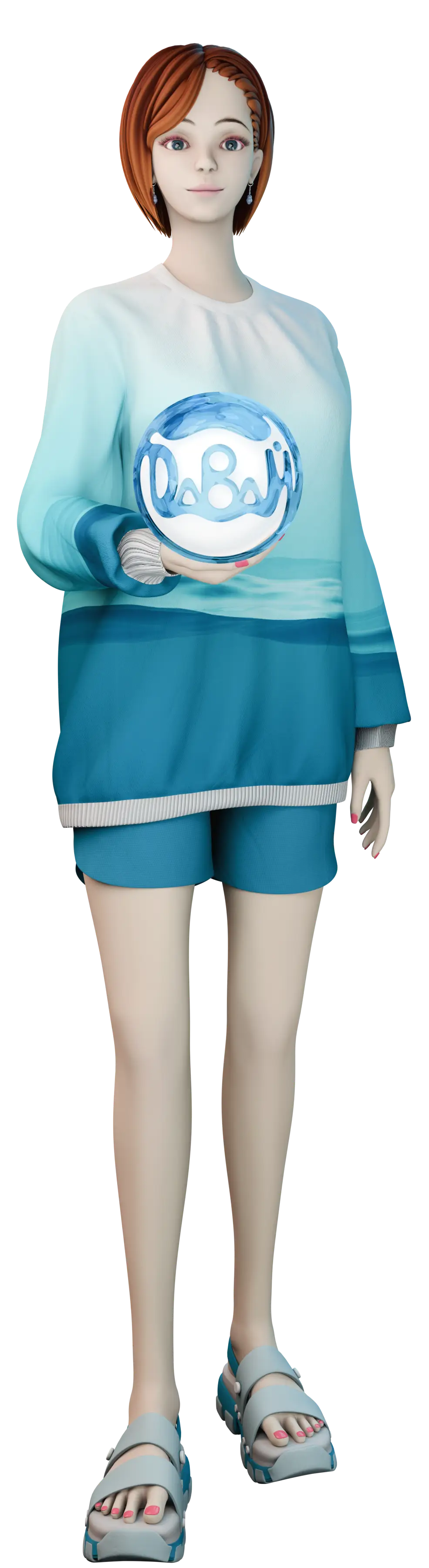 Маскот держит шар с логотипом